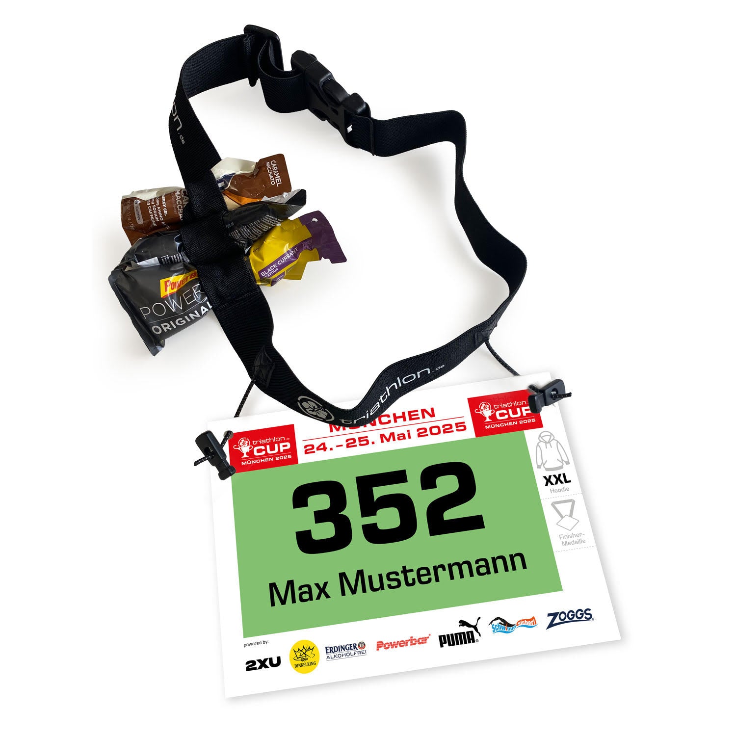 triathlon.de Startnummernband mit Gelschlaufen, schwarz