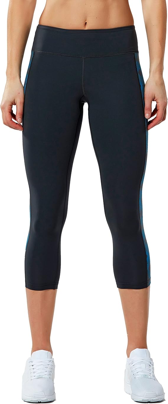 2XU Fitness Compression 7/8 Tights, Damen, Dark Charcoal/Geo Director Blue