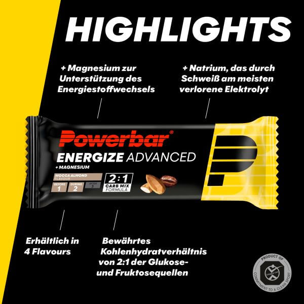 Powerbar Energize Advanced Riegel, Mocca/Mandel, 55g