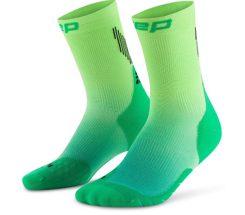 CEP Core Run Edt. Gradient Socks 5.0 - Mid Cut, Damen, green / lime fade