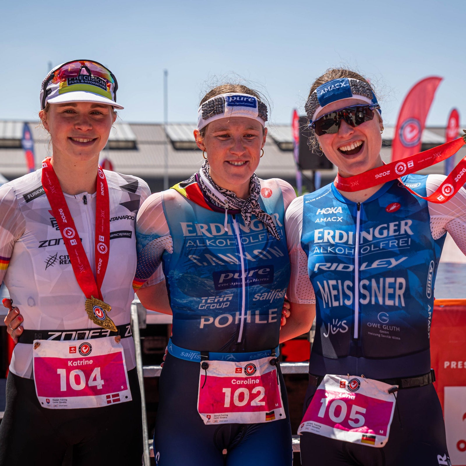 Das Podium bei "The Championship " 2026 in Samorin: Caroline Pohle (Mitte), Lena Meissner (rechts), Katrine Græsbøll Christensen (links)