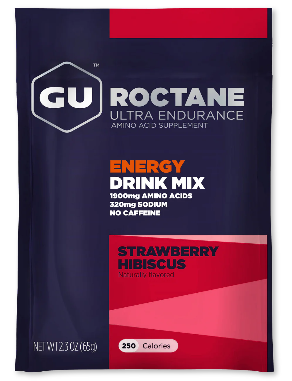 GU Roctane Drink, Strawberry Hibiscus, 65g, electrolyte powder