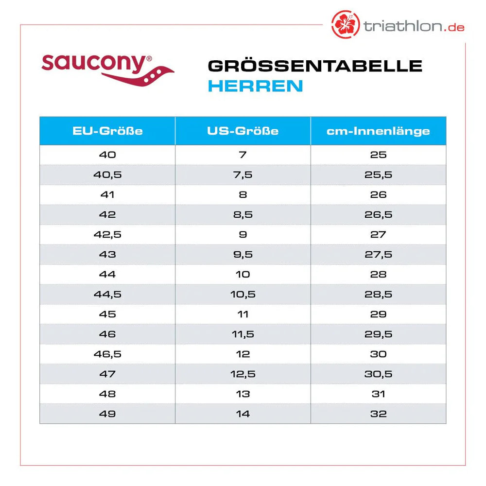 Größentabelle Herren