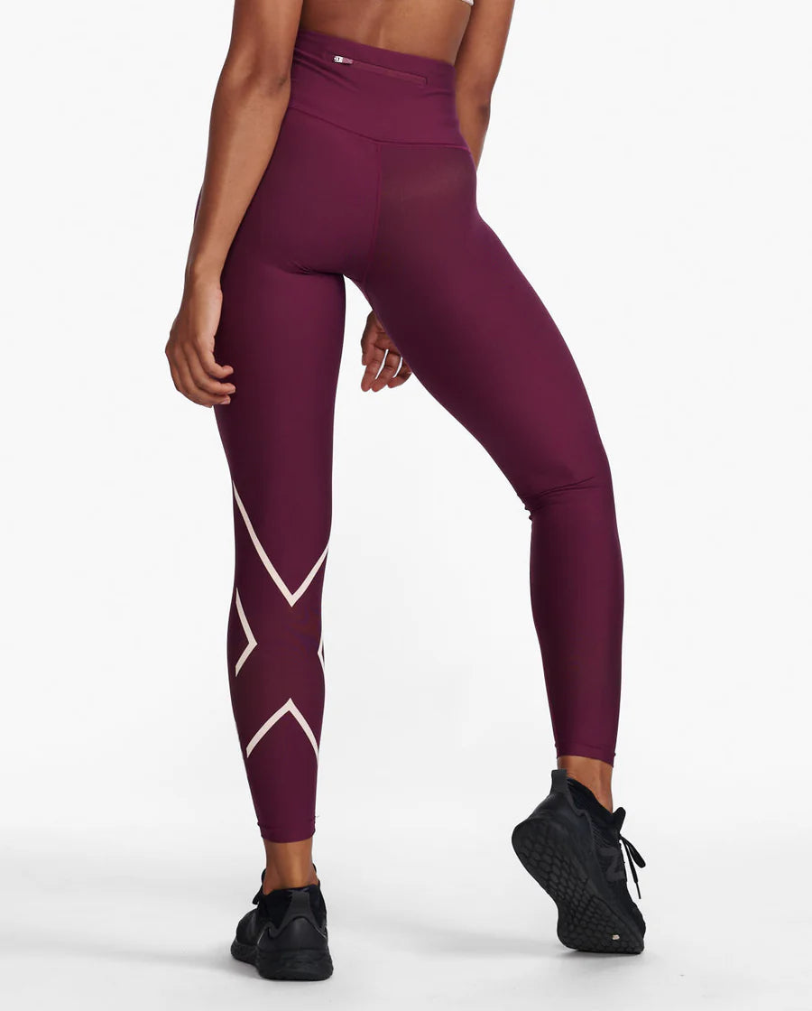 2XU Aero Sculpt Hi-Rise Compression Tights, Damen, Mulberry/Peach