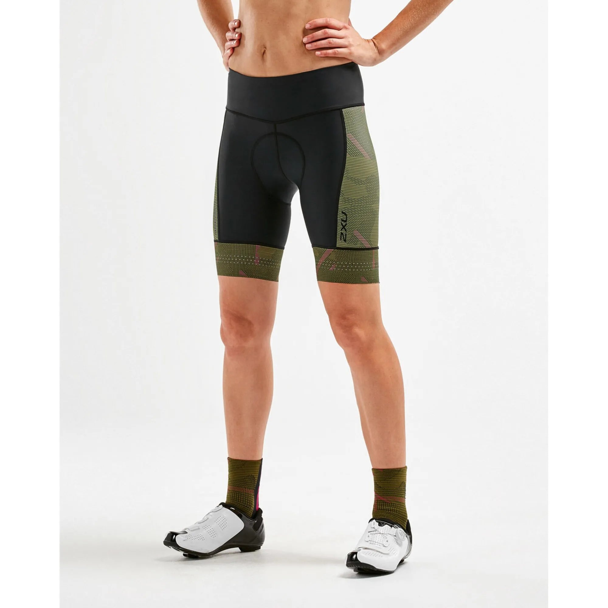 2XU Elite Cycle Shorts, Damen, Black/Linear Camo Large