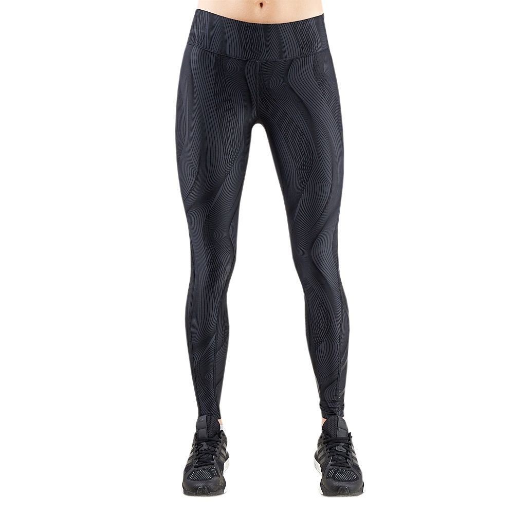 2XU Print Mid-Rise Comp Tights, Damen, Laufhose, Black Vertical Camo/Black