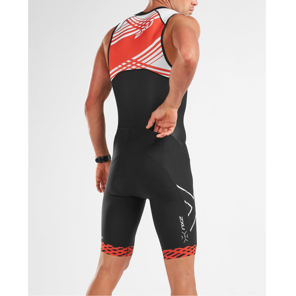 2XU Compression Full Zip TriSuit, Herren, schwarz/weiß/rot