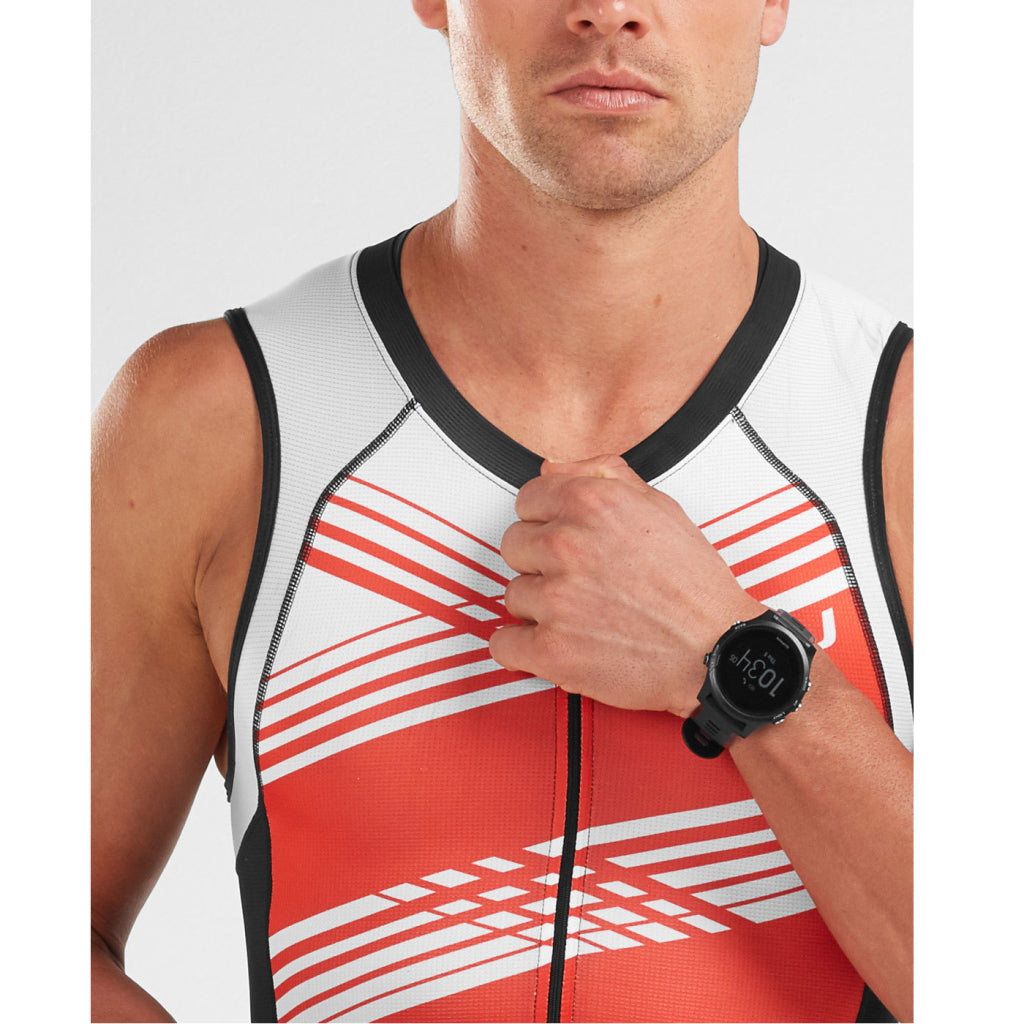 2XU Compression Full Zip TriSuit, Herren, schwarz/weiß/rot