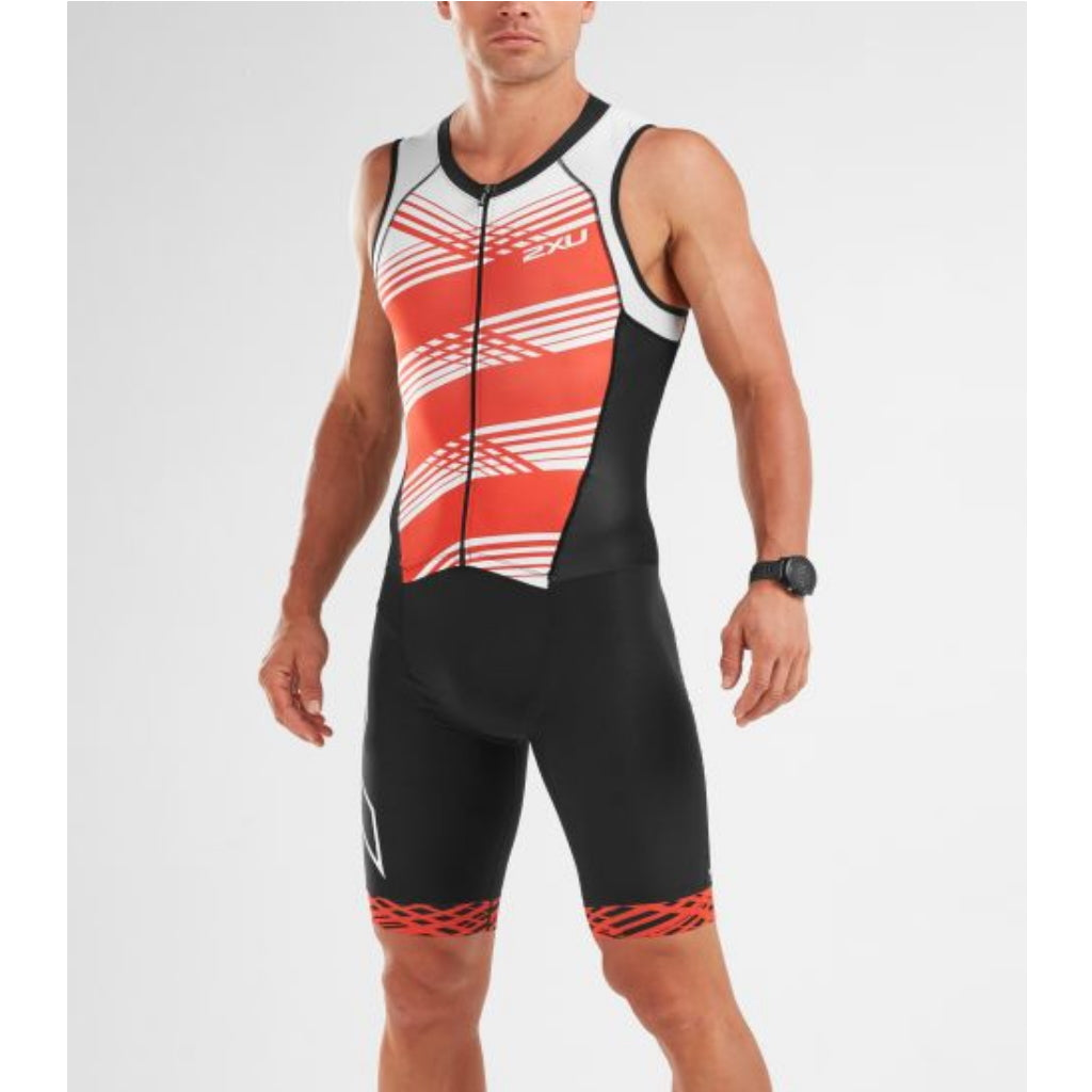 2XU Compression Full Zip TriSuit, Herren, schwarz/weiß/rot