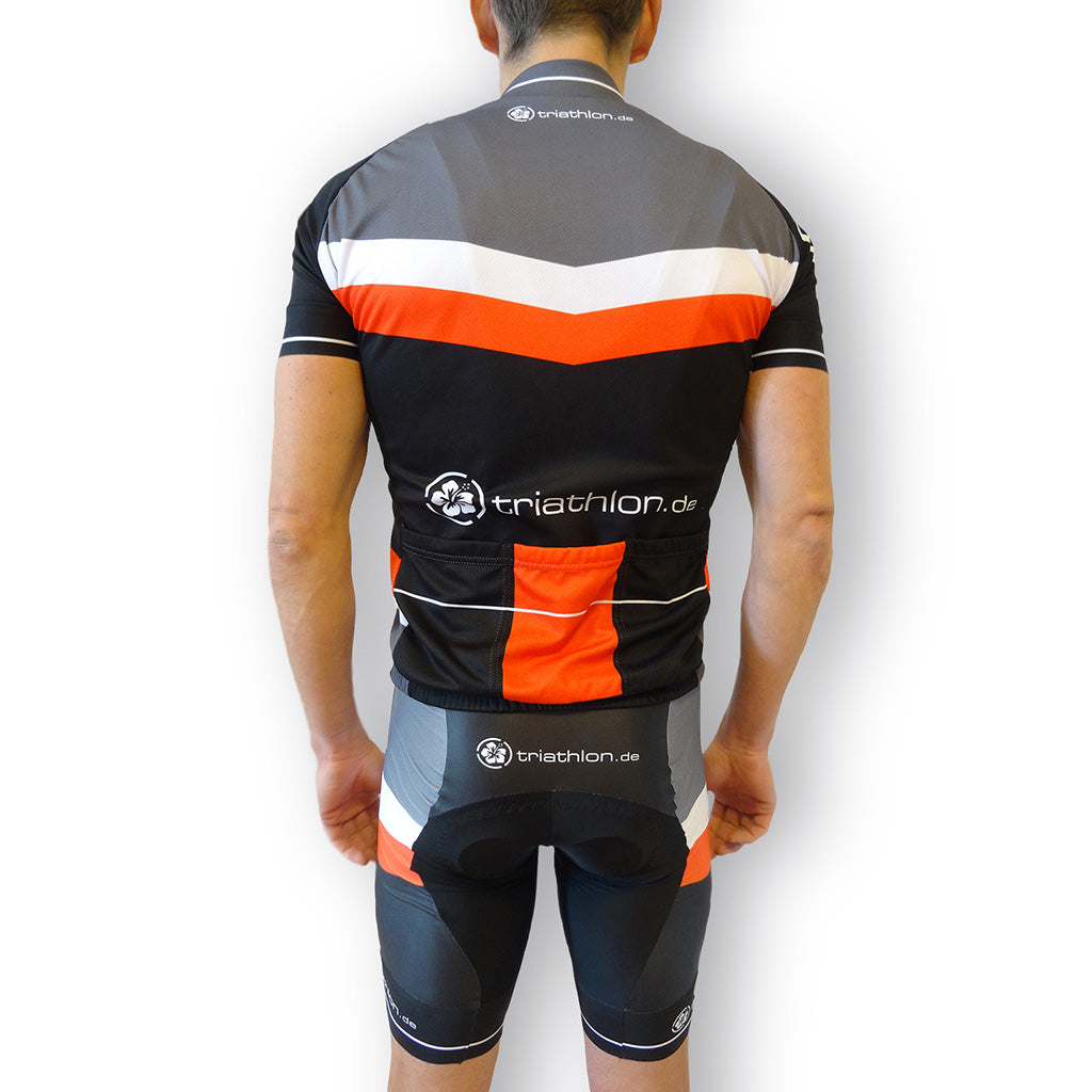 triathlon.de Elite Bib Short, Rad-Trägerhose, Herren, schwarz/grau/rot