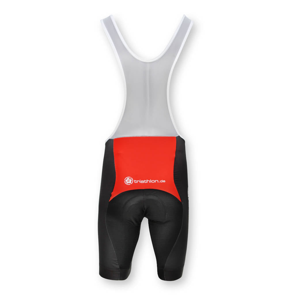 triathlon.de Elite Bib Short, Rad-Trägerhose, Herren, schwarz/rot/weiß