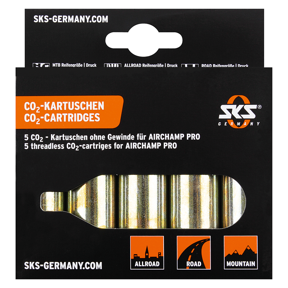 SKS CO2 Kartuschen, 16g, ohne Gewinde, 5 Stück