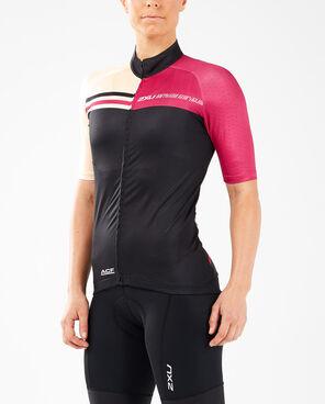 2XU Elite Cycle Jersey, Radtrikot, Damen, schwarz/rot