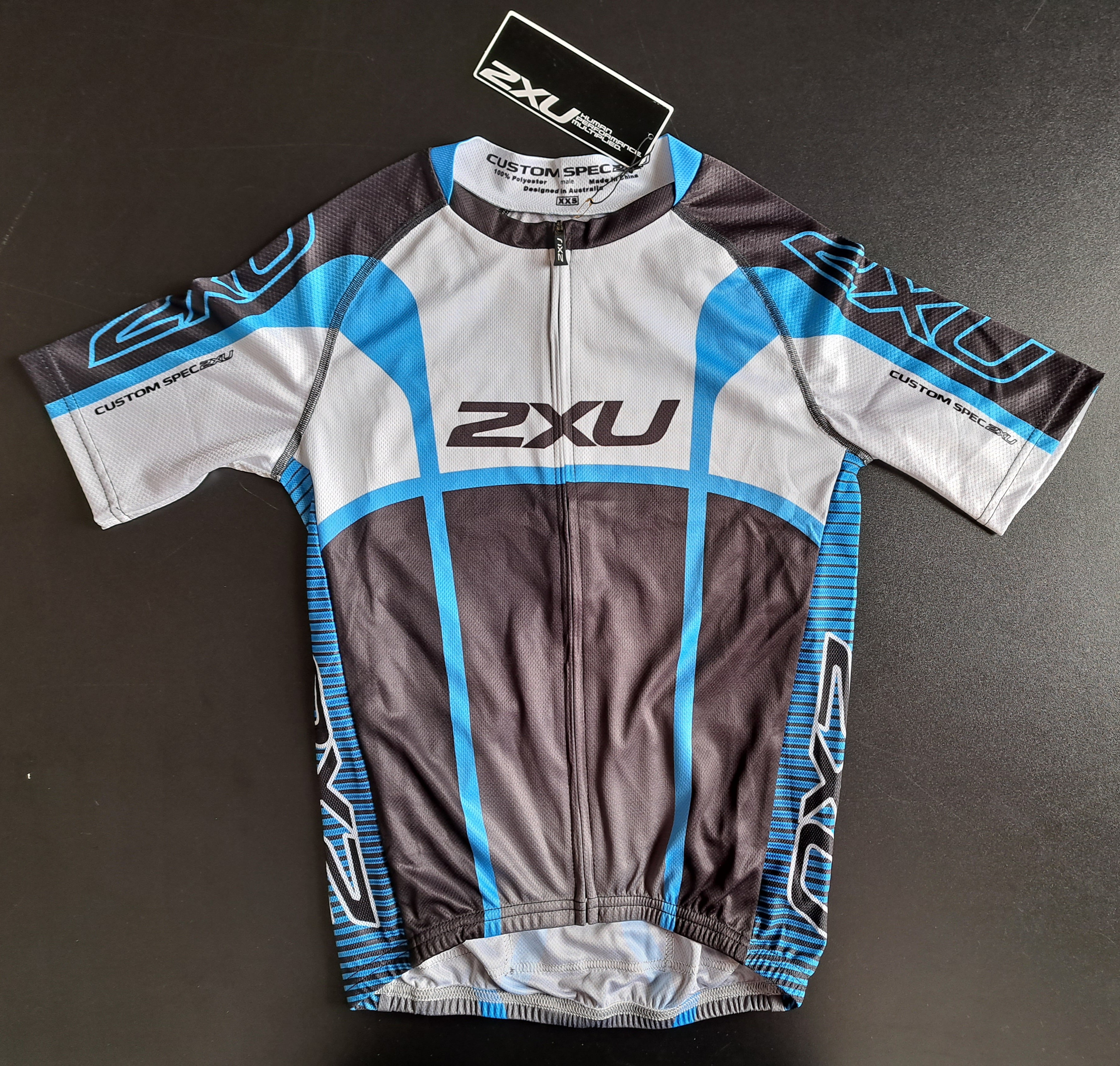 2XU Elite Cycle Jersey, Radtrikot, Herren, schwarz/blau