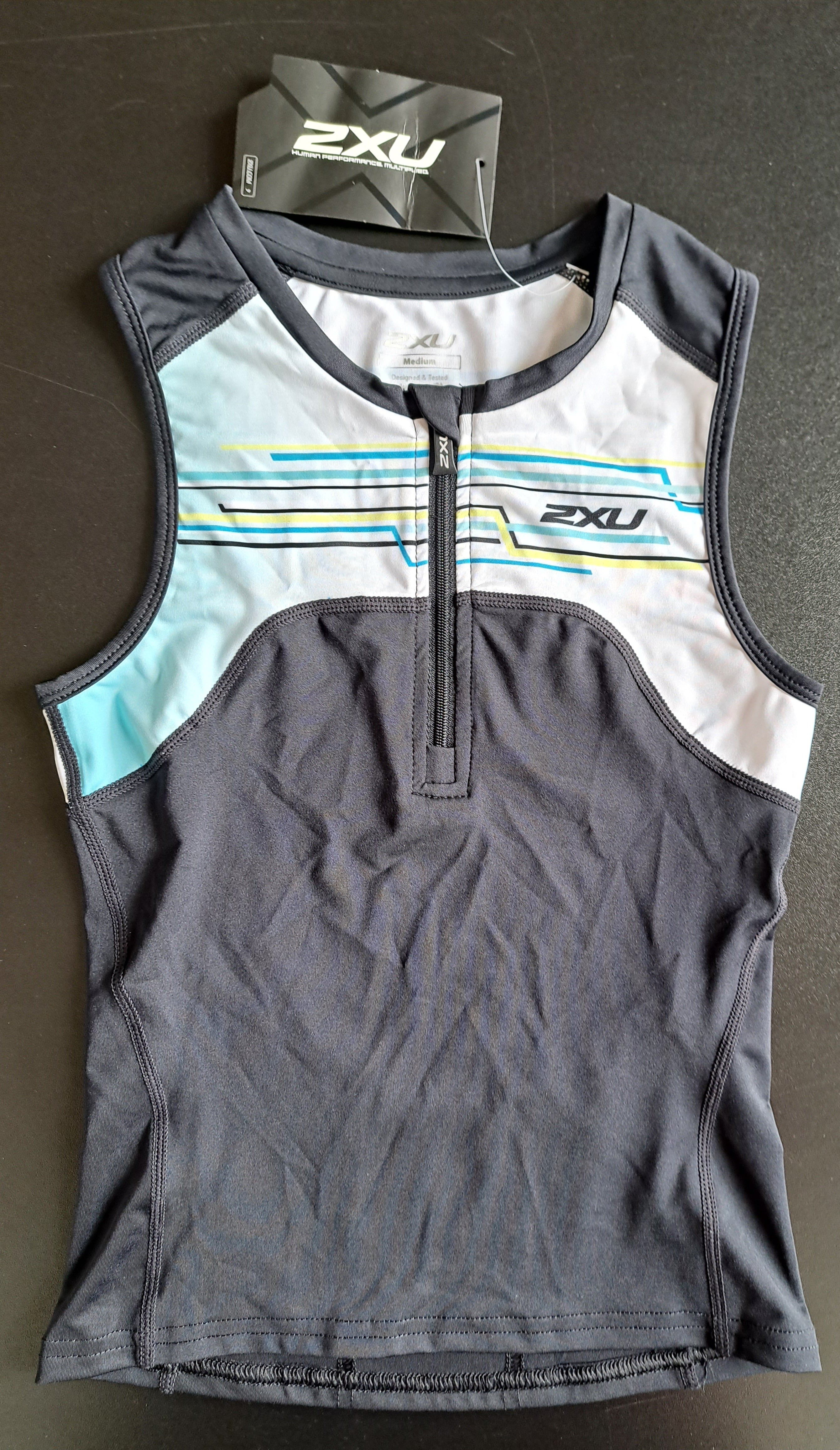 2XU Active Youth Tri Singlet, Kinder, Black/Oasis