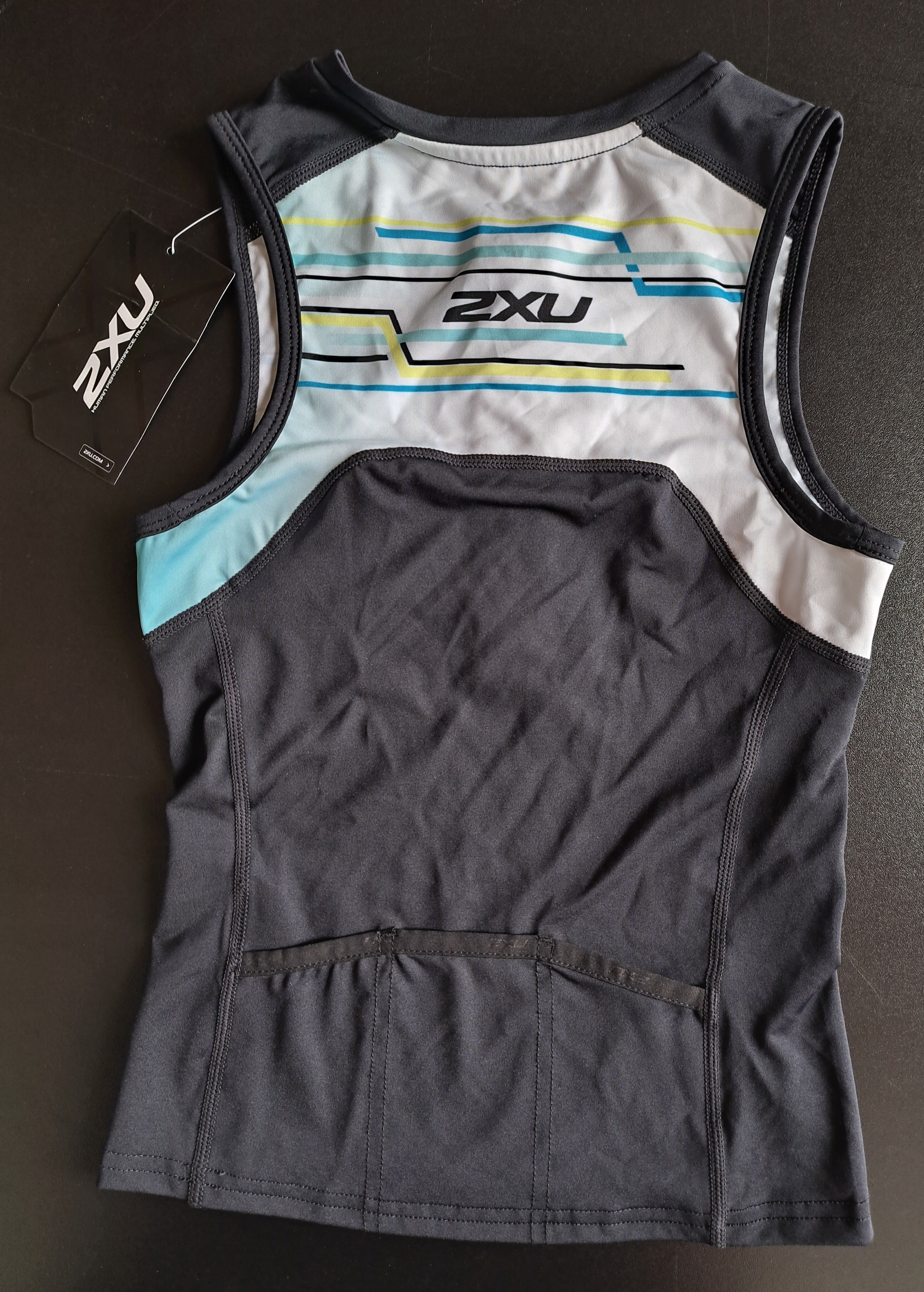 2XU Active Youth Tri Singlet, Kinder, Black/Oasis