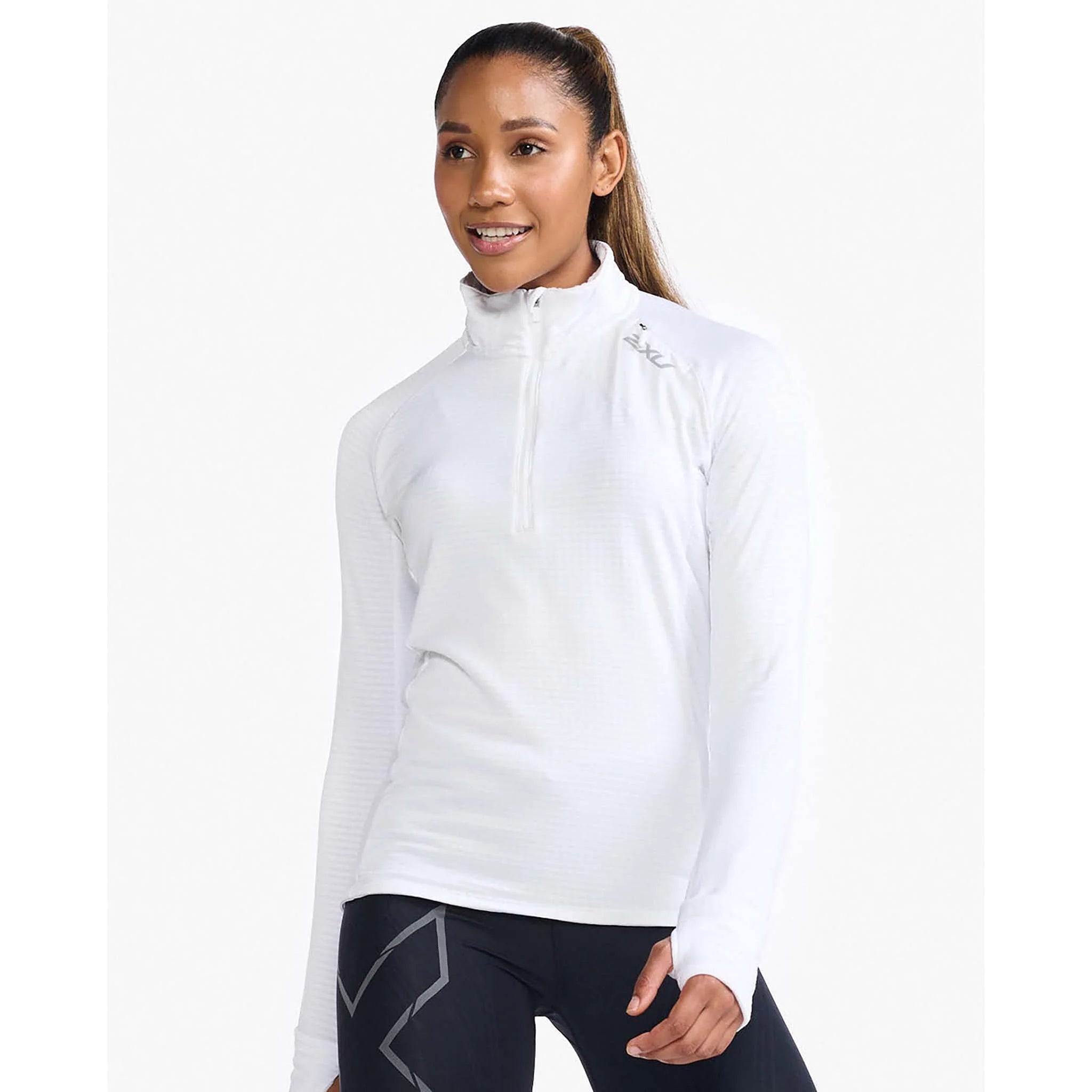 2XU Ignition 1/4 Zip, Damen, weiß/reflektierend