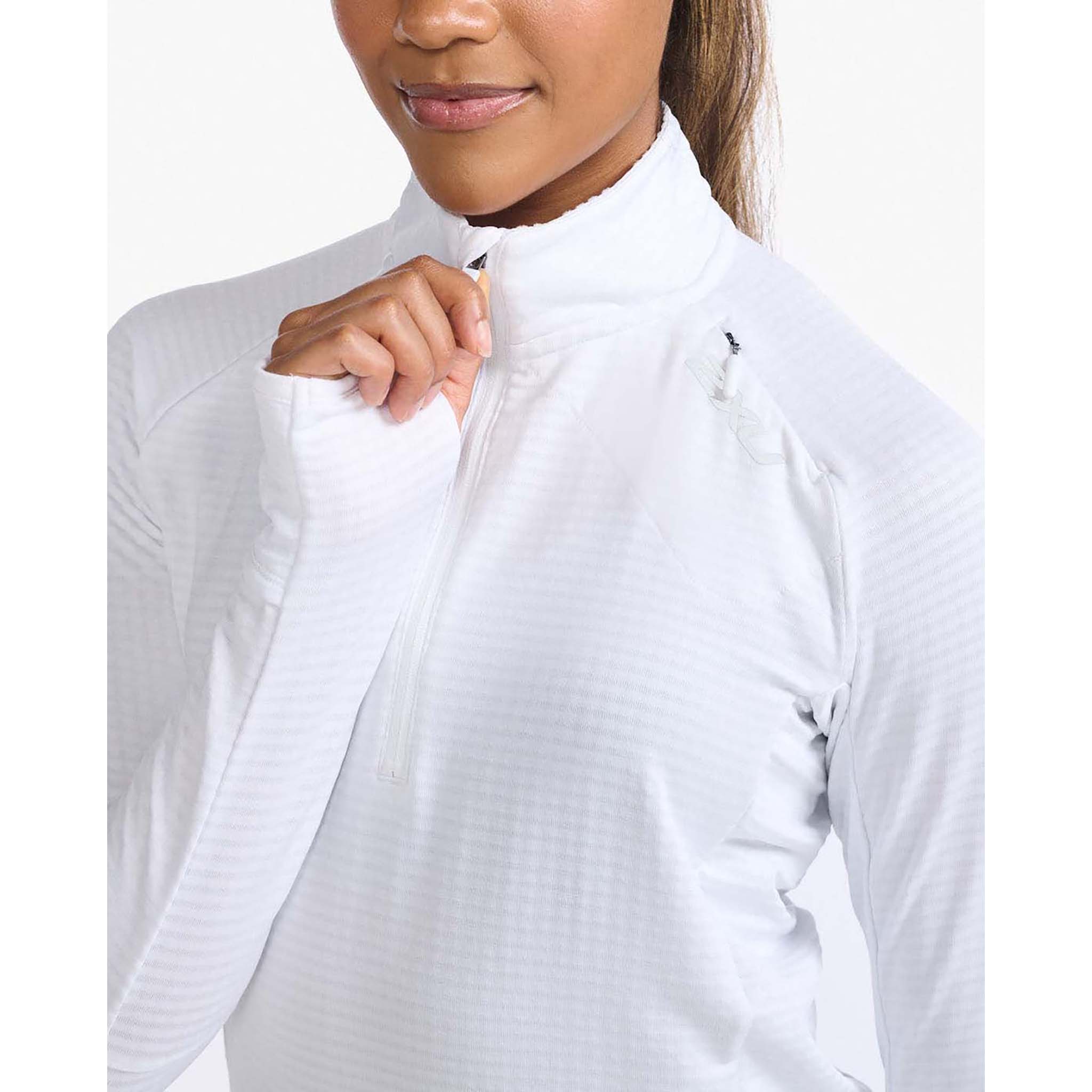 2XU Ignition 1/4 Zip, Damen, weiß/reflektierend