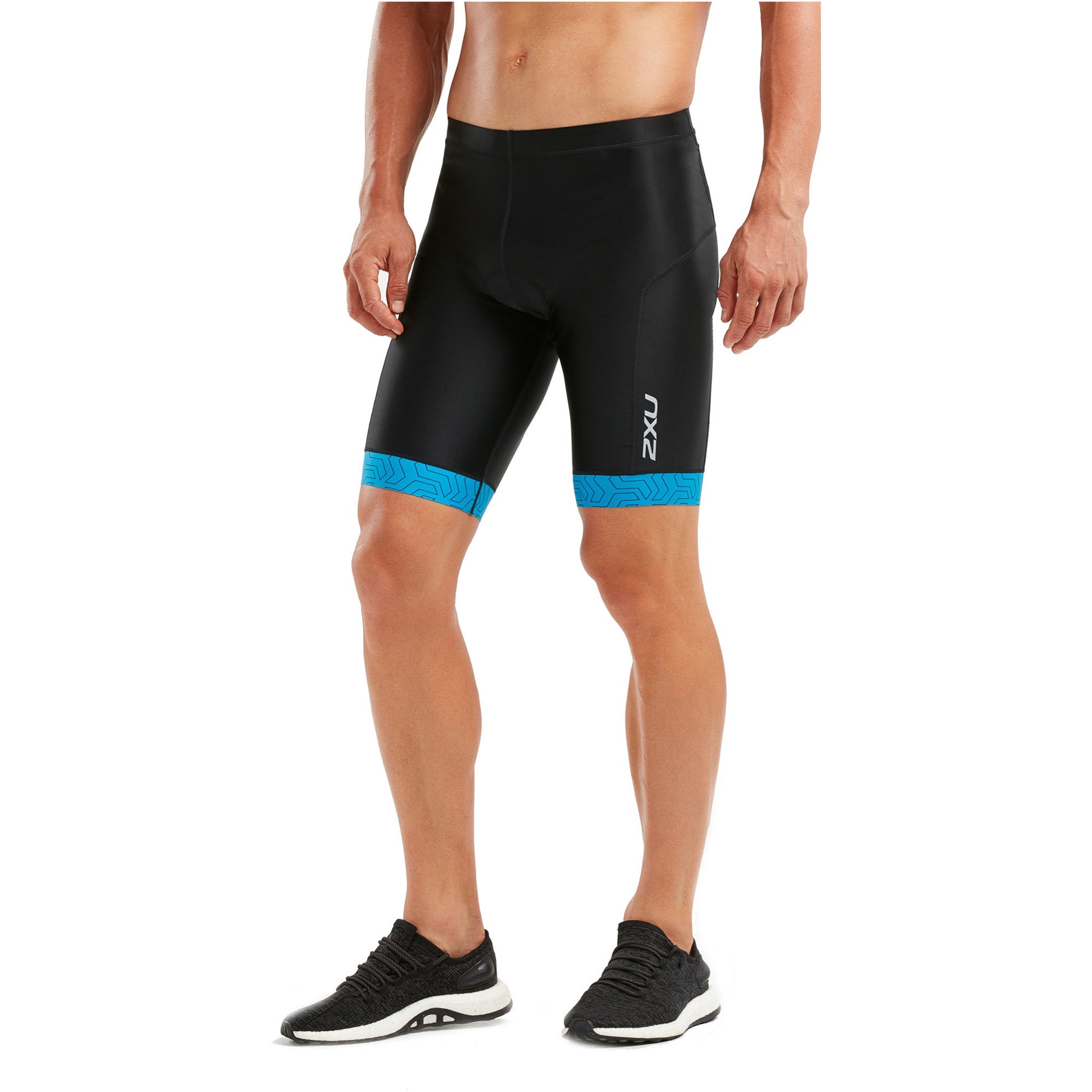 2XU Herren Perform Tri Shorts 9inch Black/Signal Blue Print