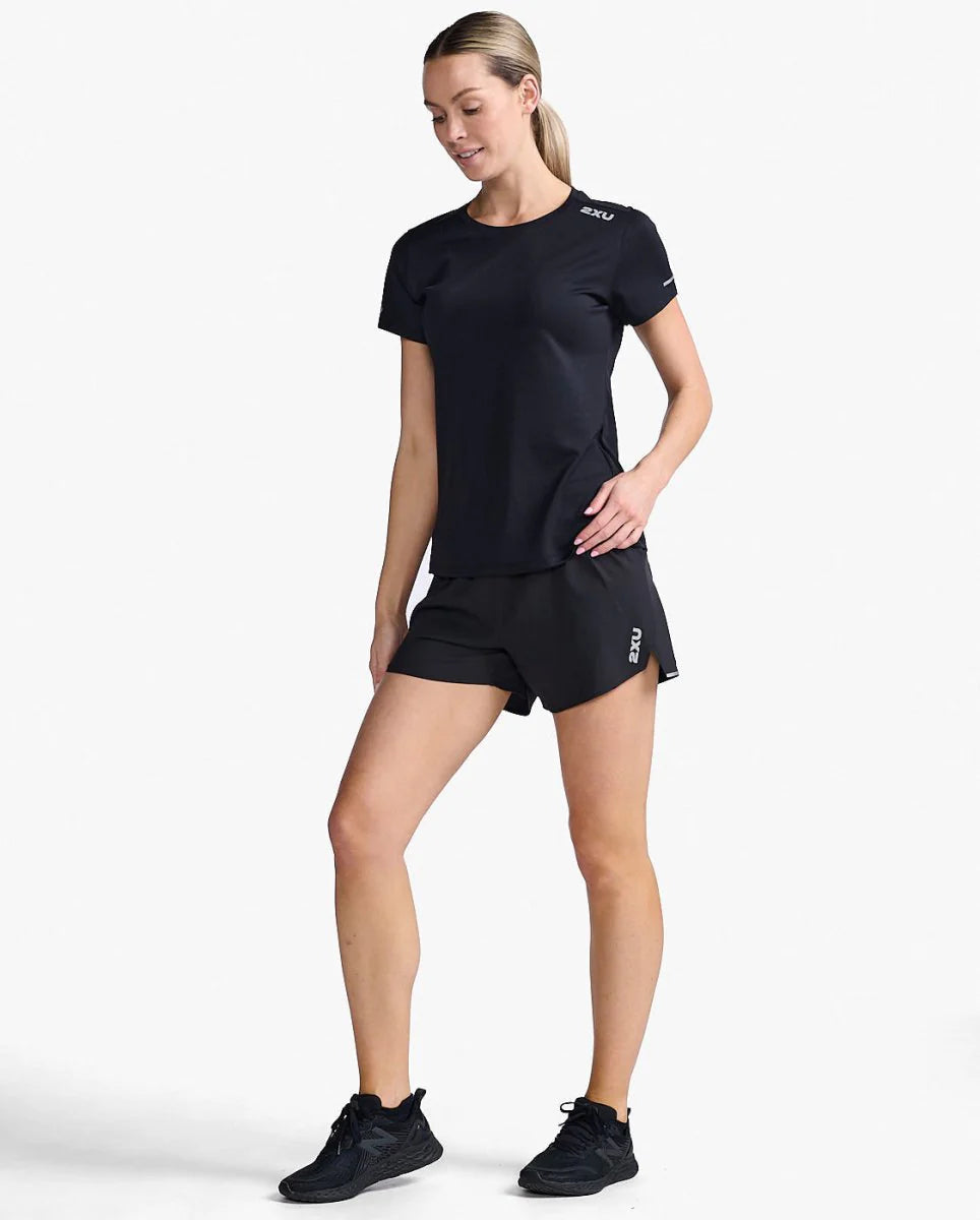 2XU Aero Tee, Laufshirt, Damen, Black/Silver Reflective