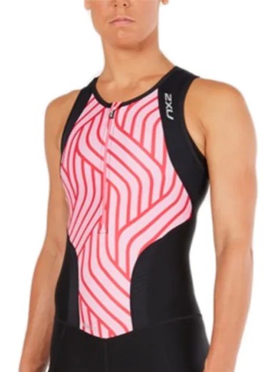 2XU Perform Multisport Singlet, Damen, schwarz/rosa