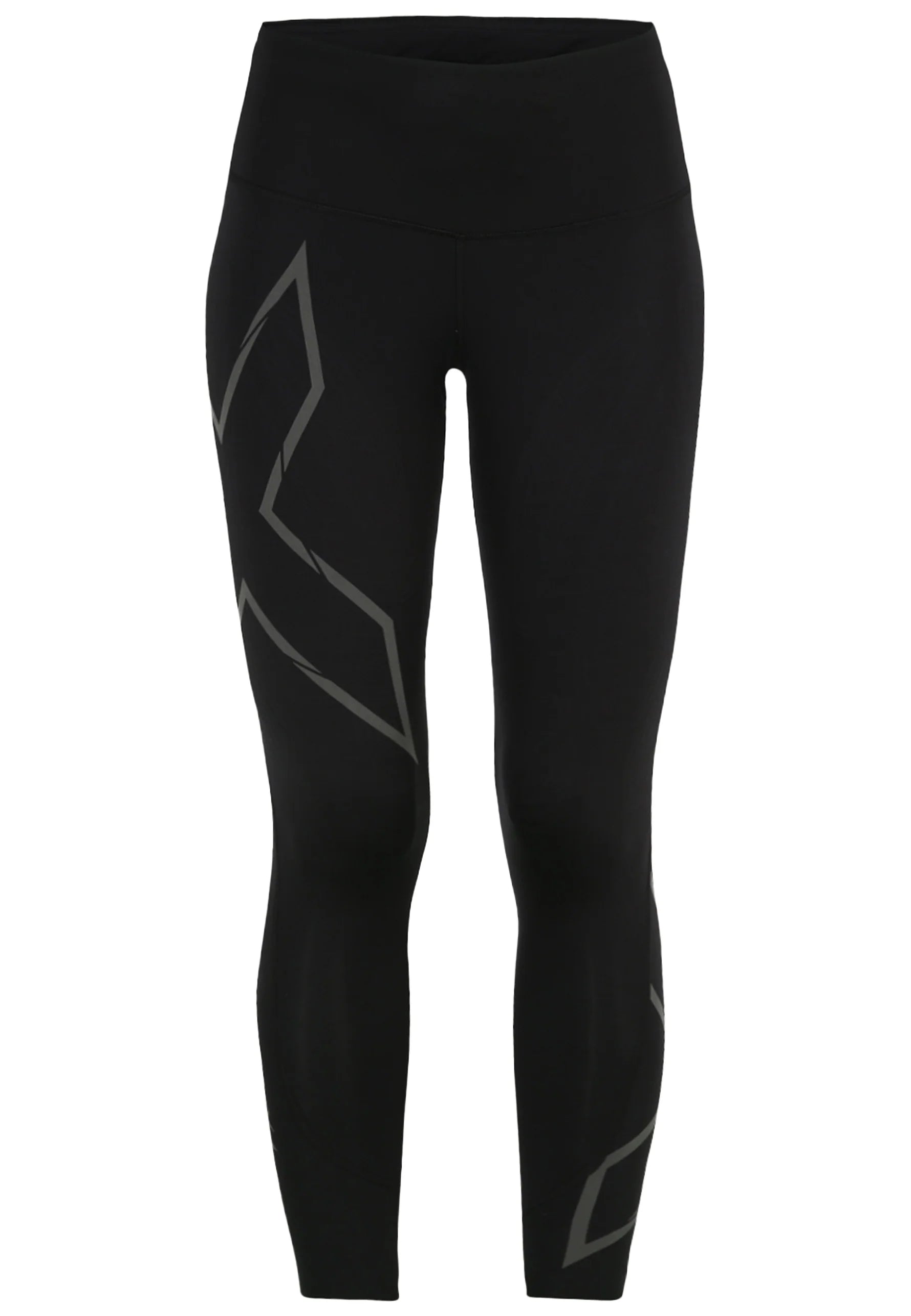 2XU Light Speed Mid-Rise Compression Tights, Damen, Laufhose, Black/Black Reflective