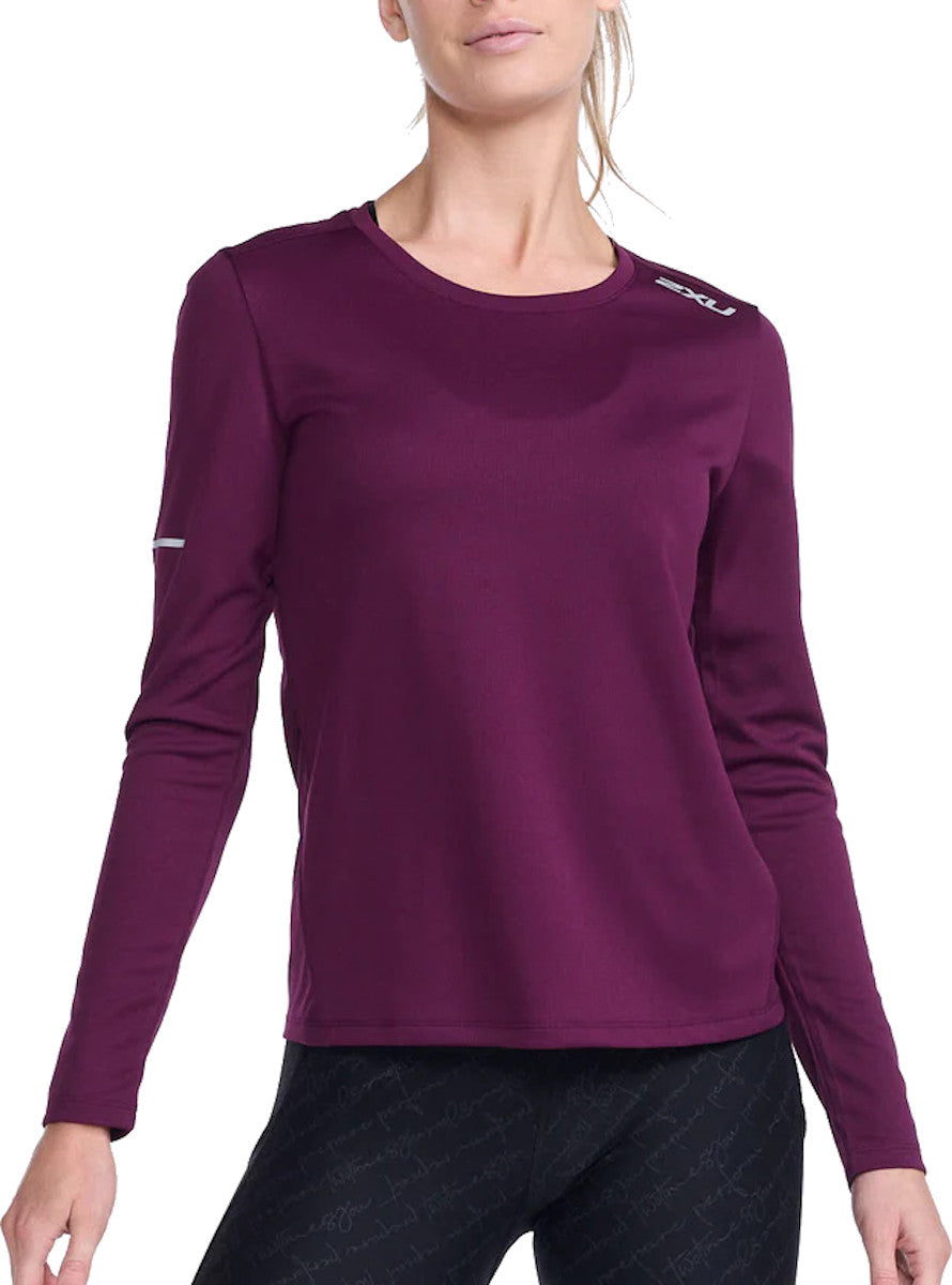 2XU Aero Longsleeve, Damen, Beet/Silver Reflective