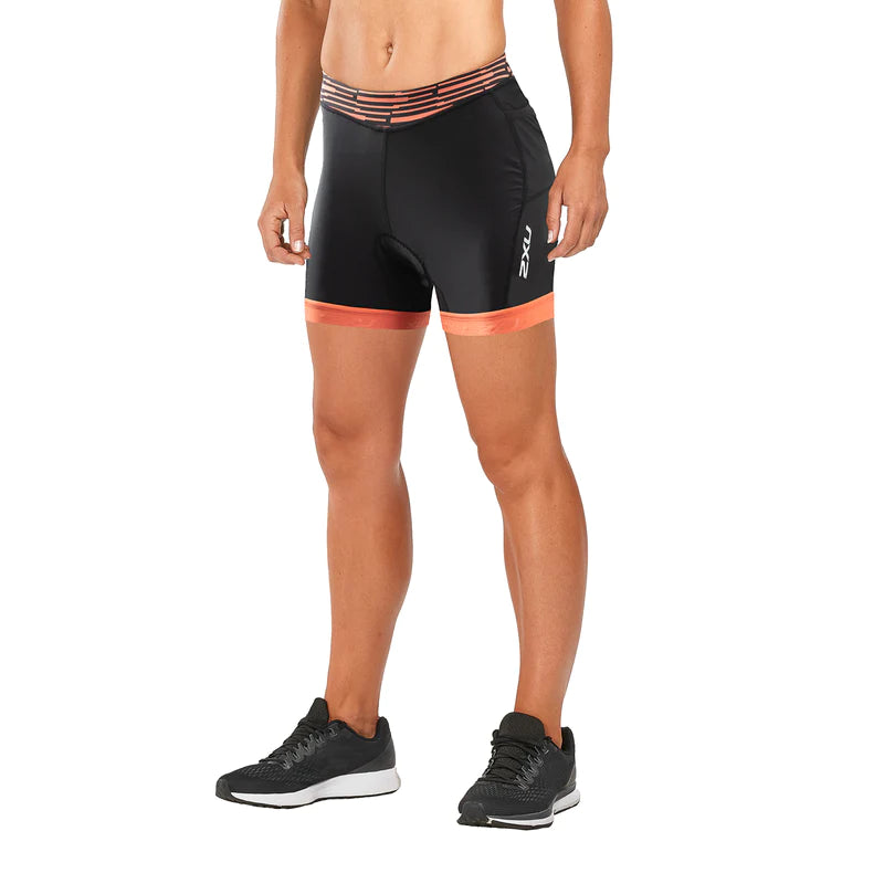 2XU Active 7" Tri Short, Damen, schwarz/orange