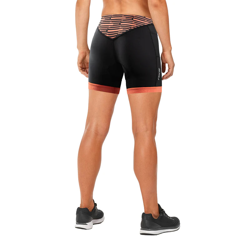 2XU Active 7" Tri Short, Damen, schwarz/orange