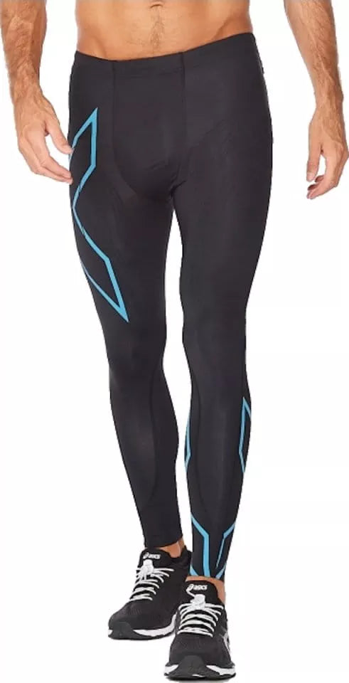 2XU Light Speed Compression Tights, Laufhose, Herren, Black/Aquamarine Reflective