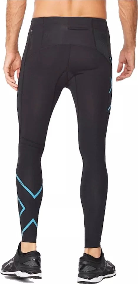 2XU Light Speed Compression Tights, Laufhose, Herren, Black/Aquamarine Reflective