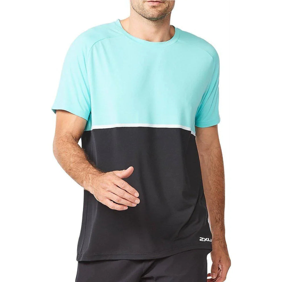 2XU Motion Colour Block Tee, Herren, Arctic/Black