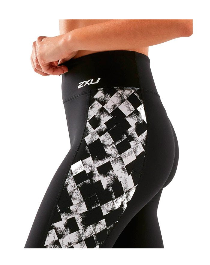 2XU Fitness Hi -Rise Compression Tights, Damen, Laufhose, Black/Texture