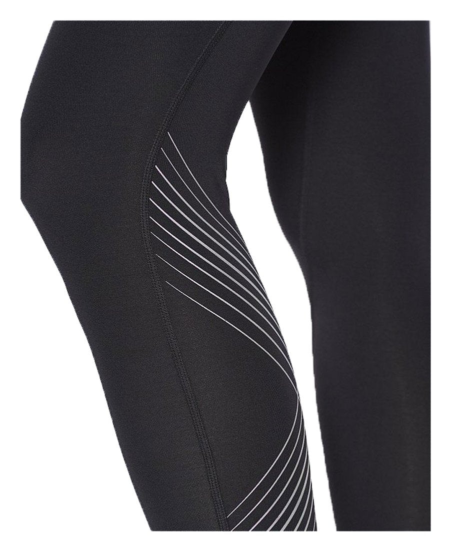 2XU Damen Mid-Rise Compression Tights, Black/Zephyr Chrome XLogo