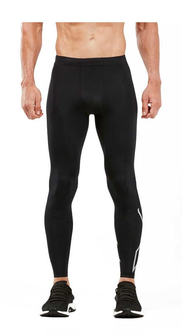 2XU Run Compression Tights, Herren, Laufhose, black/silver reflective