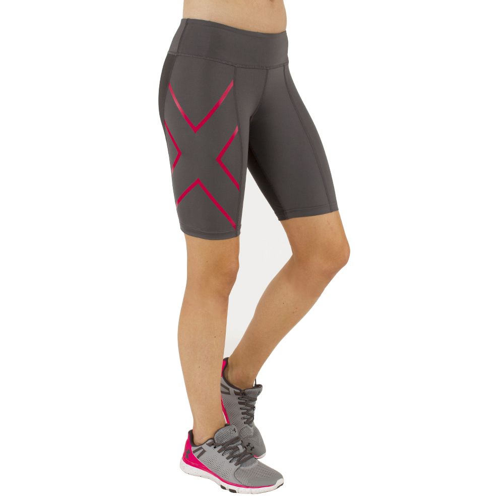2XU Mid-Rise Compression Shorts, Damen, Ink/Cherry Pink