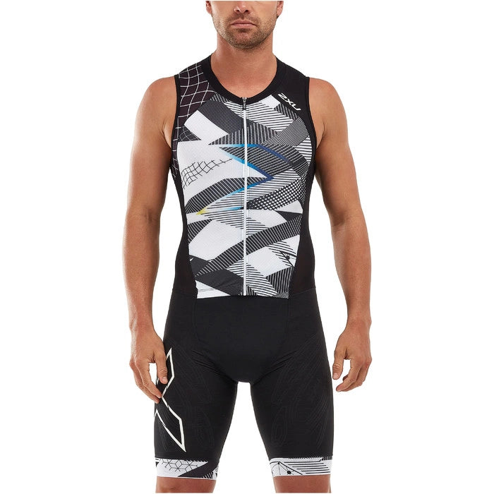 2XU Compression Full Zip TriSuit Sleeveless, Herren, Black/Chroma