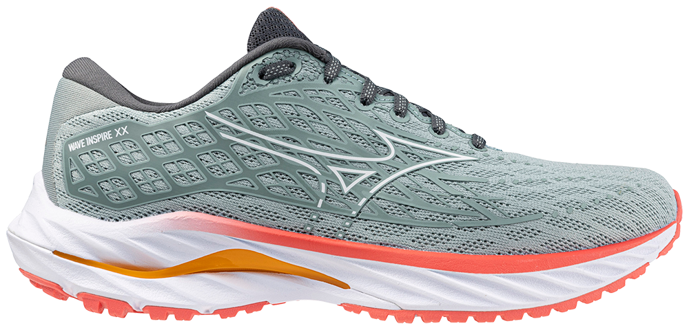 MIZUNO Wave Inspire 20, Damen, Gray Mist / White / Dubarry