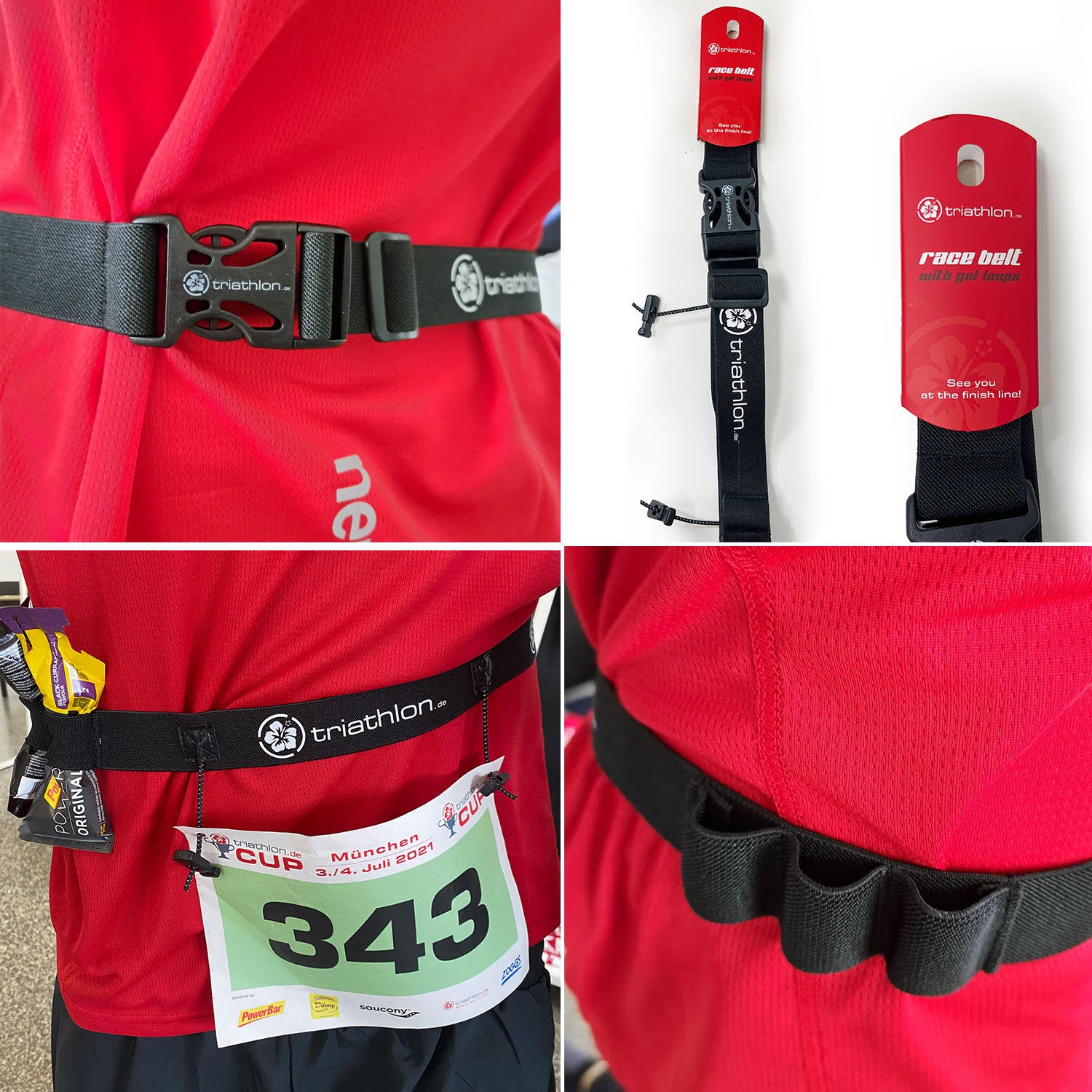 triathlon.de Startnummernband mit Gelschlaufen, schwarz