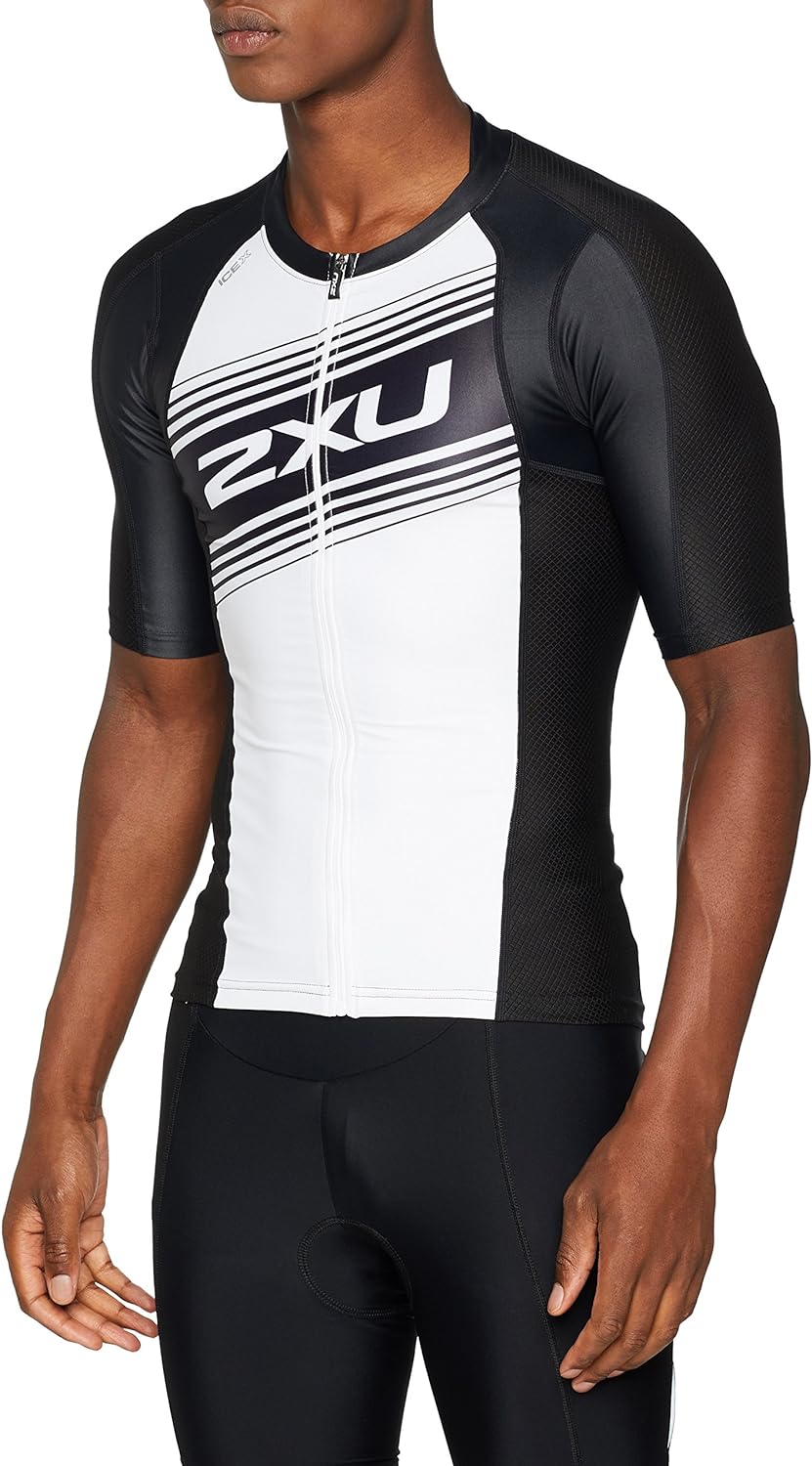 2XU Compression Sleeved Tri Top, Herren, schwarz/weiß