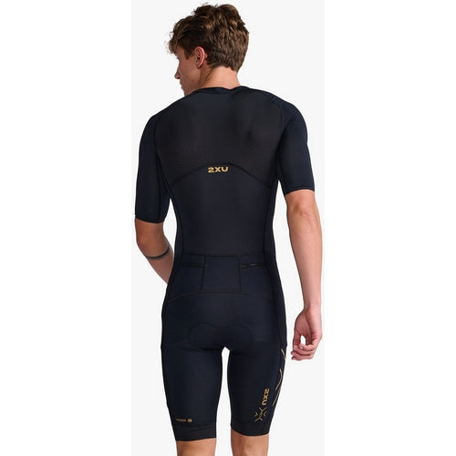 2XU Light Speed Sleeved Trisuit, Herren, black/gold, schwarz gold