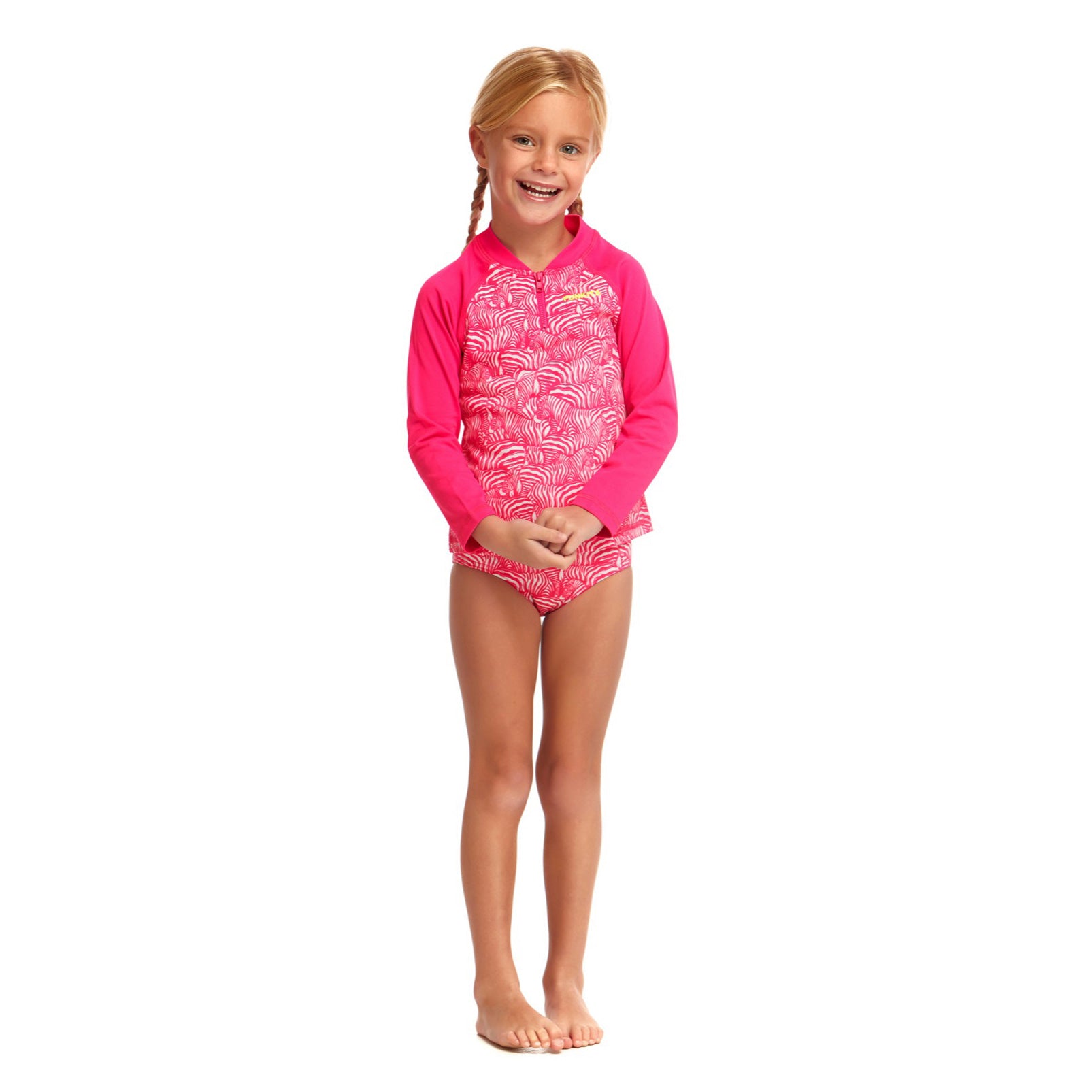 Way Funky Funkita, Eco Zippy Rash Vest Painted Pink, Langarm - Badeoberteil, Kinder