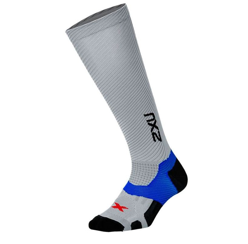 2XU Elite Lite X-Lock Compression Socken, Herren, Grau/Schwarz