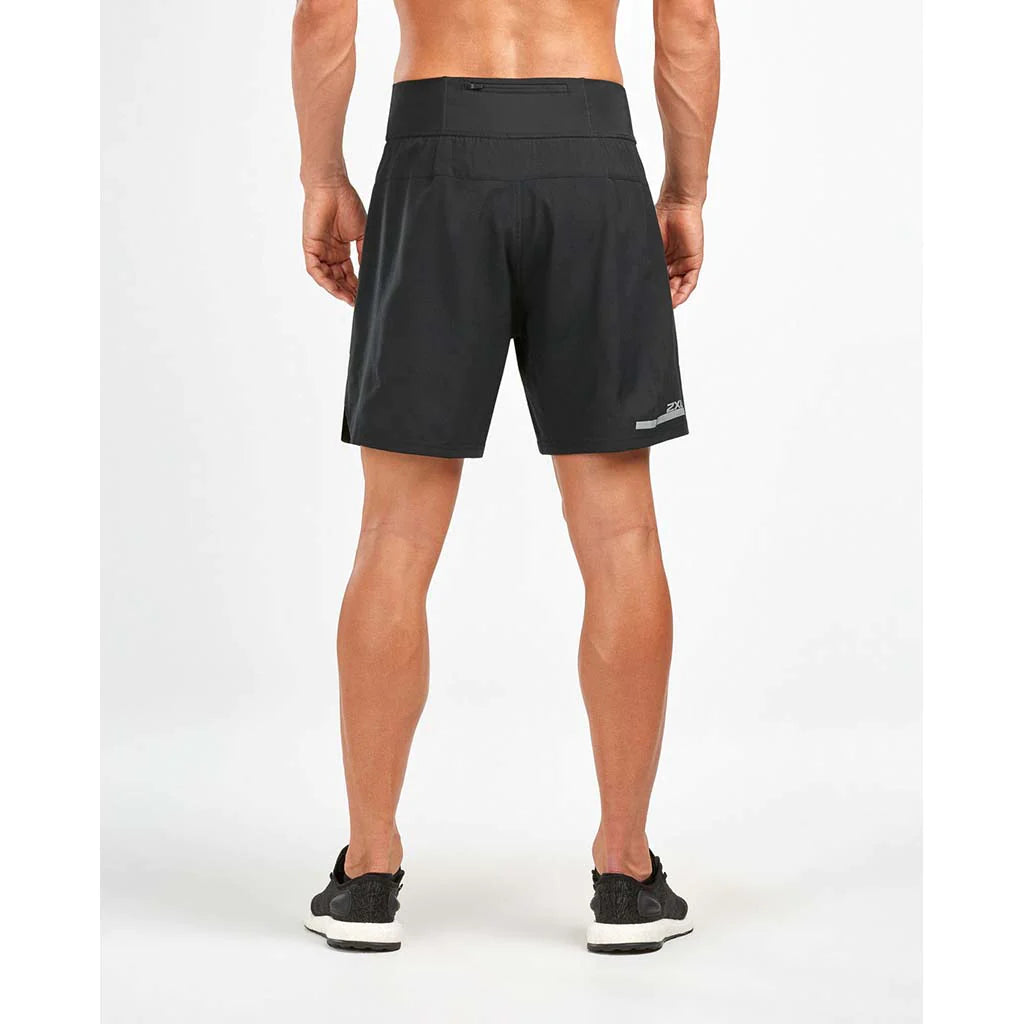 2XU Run 2 In 1 Compression 7 inch Shorts, Herren, Black/Silver