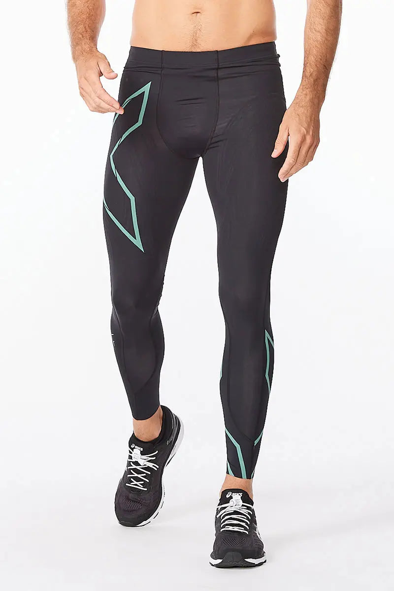 2XU Light Speed Compression Tights, Laufhose, Herren, Black/Silver Sage Reflective