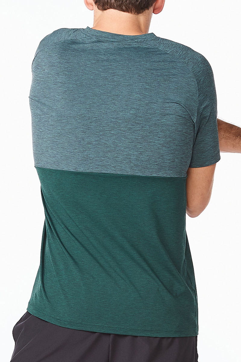 2XU Motion Colour Block Tee, Herren, Pine/Silver Sage