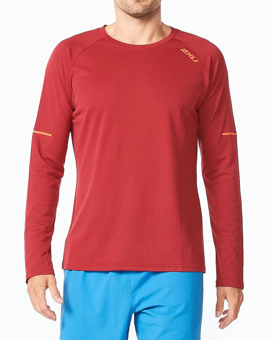 2XU Aero Longsleeve, Herren, weinrot