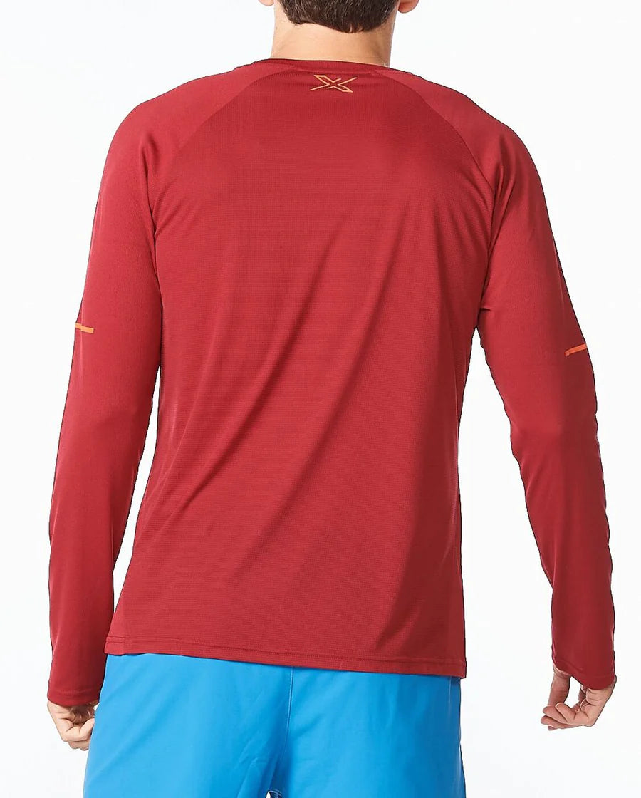 2XU Aero Longsleeve, Herren, weinrot