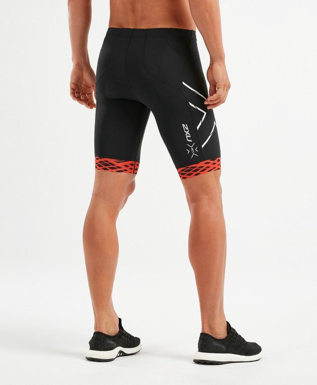 2XU Compression Tri Shorts, Herren, schwarz/White Flame Lines