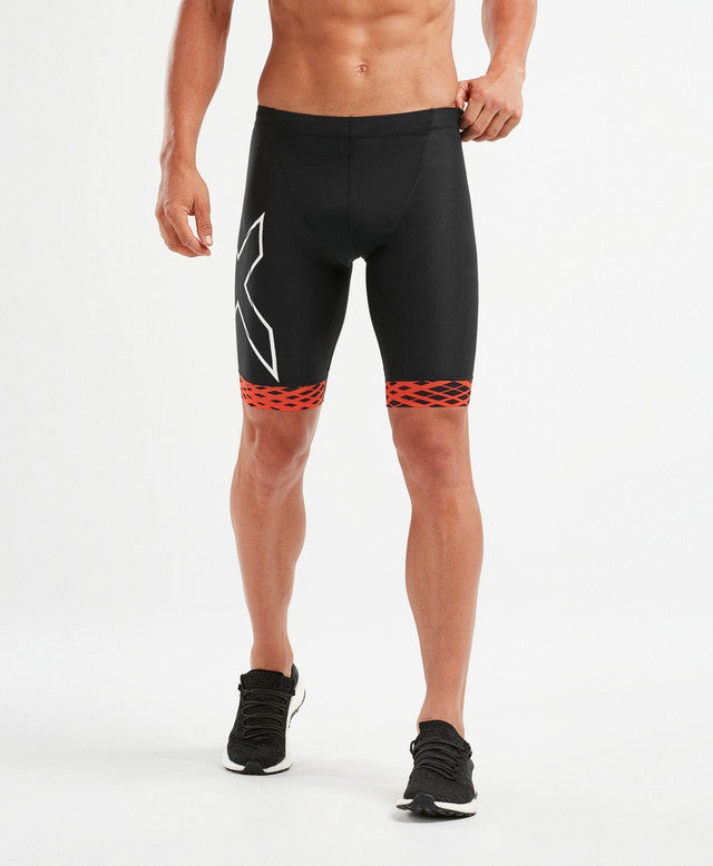 2XU Compression Tri Shorts, Herren, schwarz/White Flame Lines